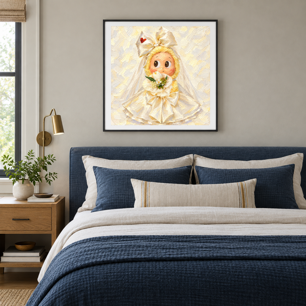 An Ivory Promise Twinkle Twinkle inspired oil painting displayed in a bedroom