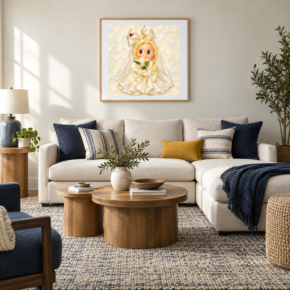 An Ivory Promise Twinkle Twinkle inspired oil painting displayed in a living room