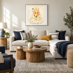 An Ivory Promise Twinkle Twinkle inspired oil painting displayed in a living room