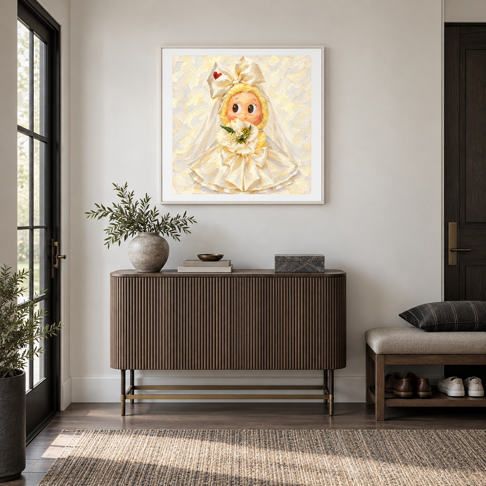 An Ivory Promise Twinkle Twinkle inspired oil painting displayed in a entryway