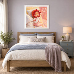 Sleepy Sun CRYBABY inspired oil painting displayed in a bedroom