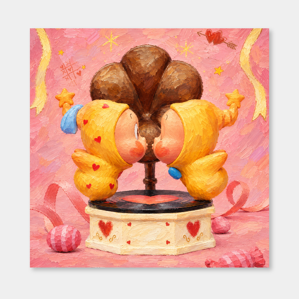 Our Little Record Twinkle Twinkle inspired oil painting on a light gray background