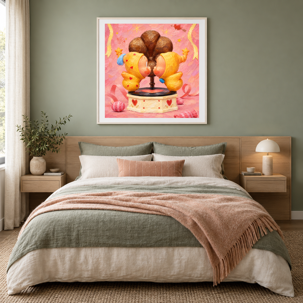 Our Little Record Twinkle Twinkle inspired oil painting displayed in a bedroom