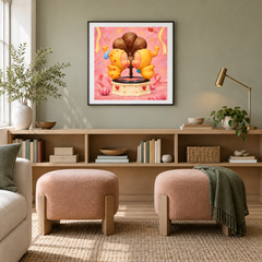Our Little Record Twinkle Twinkle inspired oil painting displayed in a reading nook