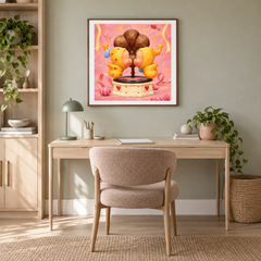 Our Little Record Twinkle Twinkle inspired oil painting displayed in a home office