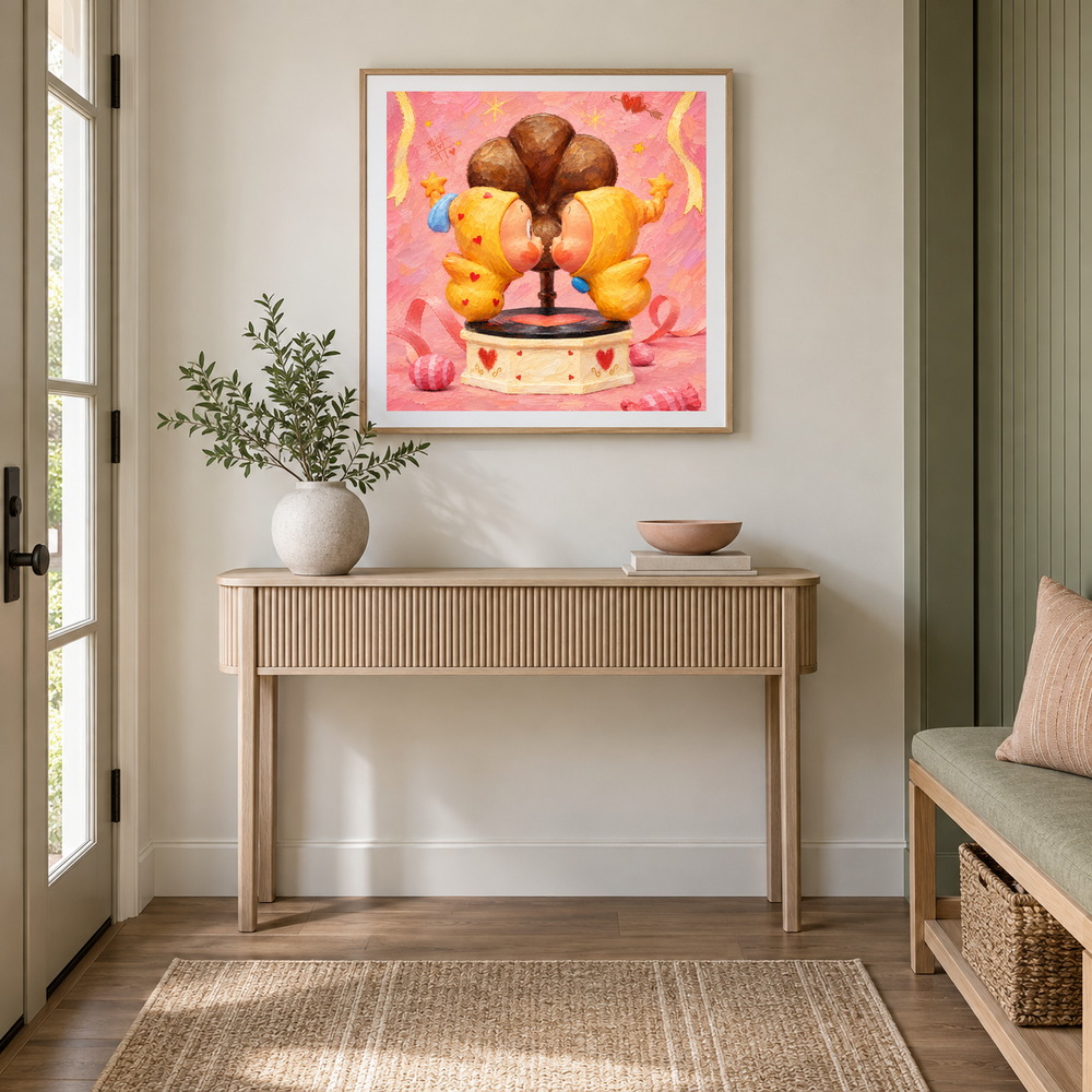 Our Little Record Twinkle Twinkle inspired oil painting displayed in a entryway
