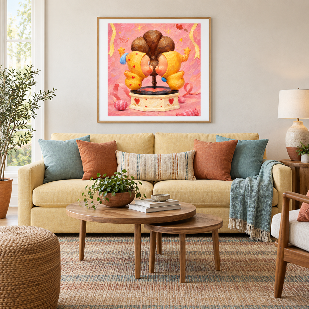 Our Little Record Twinkle Twinkle inspired oil painting displayed in a living room