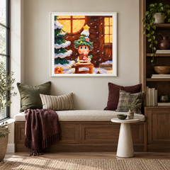 A Wish by the Window Twinkle Twinkle inspired oil painting displayed in a reading nook