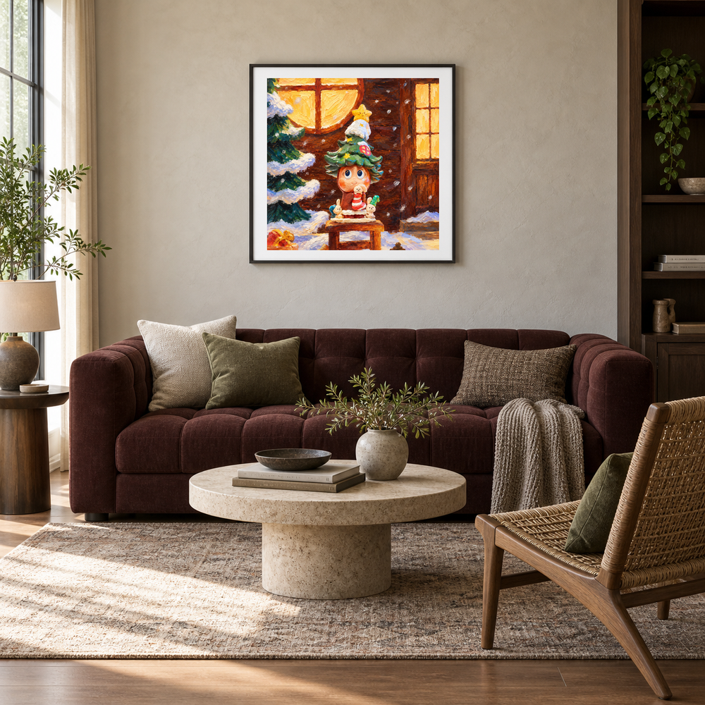 A Wish by the Window Twinkle Twinkle inspired oil painting displayed in a living room