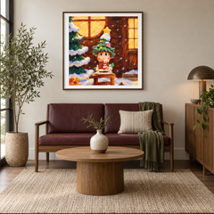 A Wish by the Window Twinkle Twinkle inspired oil painting displayed in a café