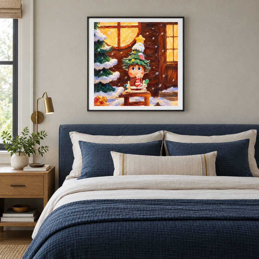 A Wish by the Window Twinkle Twinkle inspired oil painting displayed in a bedroom