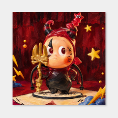 The Little Devil Takes a Bow Twinkle Twinkle inspired oil painting on a light gray background
