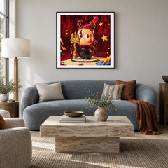 The Little Devil Takes a Bow Twinkle Twinkle inspired oil painting displayed in a living room
