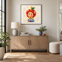 An Apple from the Stars Twinkle Twinkle inspired oil painting displayed in a entryway