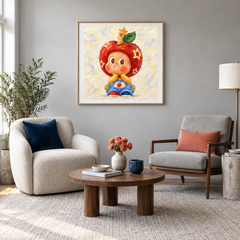 An Apple from the Stars Twinkle Twinkle inspired oil painting displayed in a living room