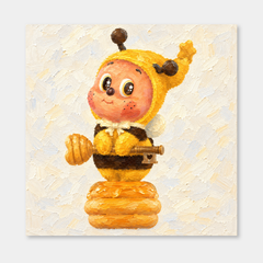 Bee Your Honey Twinkle Twinkle inspired oil painting on a light gray background