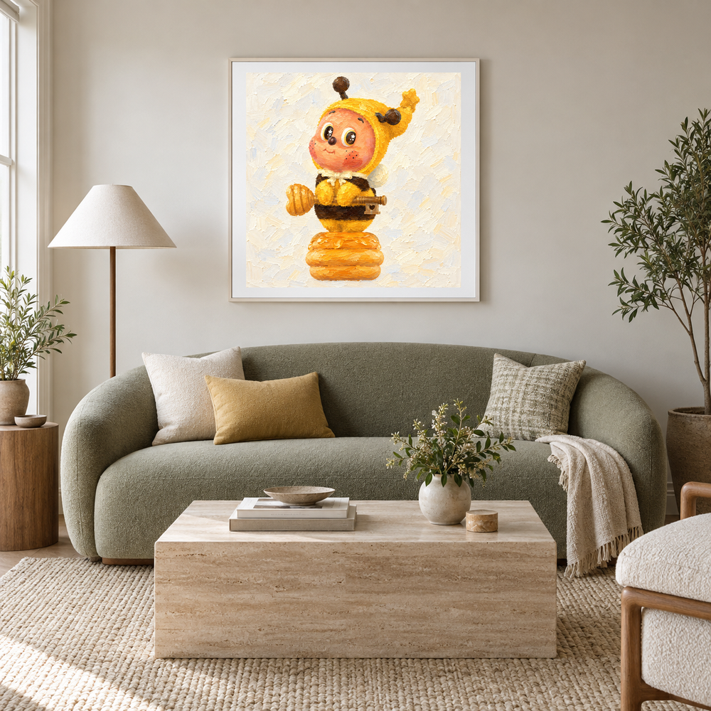Bee Your Honey Twinkle Twinkle inspired oil painting displayed in a living room