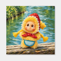 A Pause by the Stream Twinkle Twinkle inspired oil painting on a light gray background