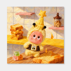 Honey on Toast Twinkle Twinkle inspired oil painting on a light gray background