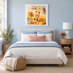 Honey on Toast Twinkle Twinkle inspired oil painting displayed in a bedroom