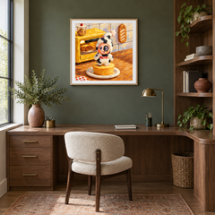 Milk Pudding Morning Twinkle Twinkle inspired oil painting displayed in a home office