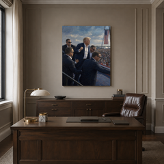 Still Standing hand-painted oil artwork displayed in executive office
