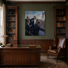 Still Standing hand-painted oil artwork displayed in traditional study