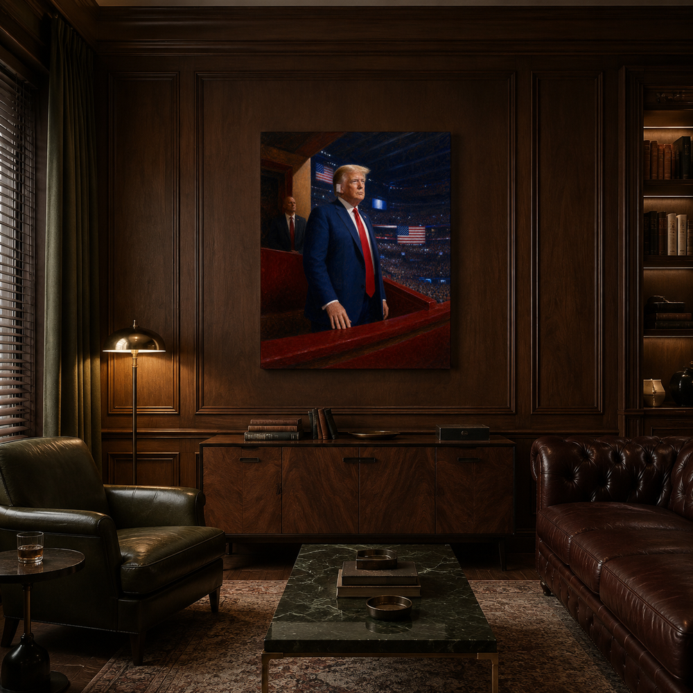 Unbroken at the Convention hand-painted oil artwork displayed in private club