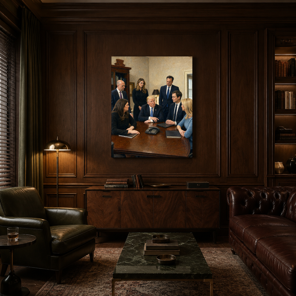 The Inner Circle hand-painted oil artwork displayed in private club