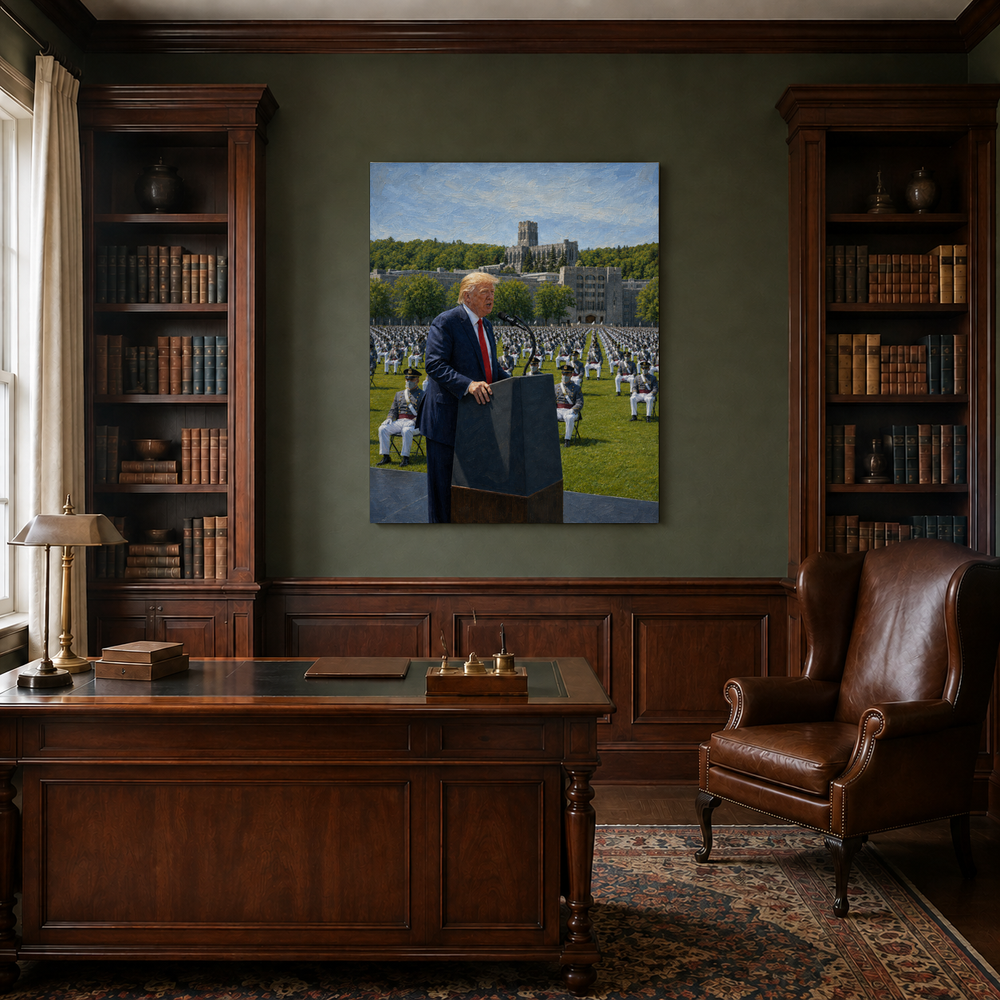 Commander in Chief hand-painted oil artwork displayed in traditional study