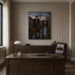 Paul Revere’s Midnight Ride hand-painted oil artwork displayed in executive office