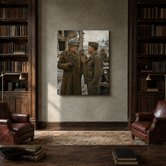 Patton at the Front hand-painted oil artwork displayed in private library