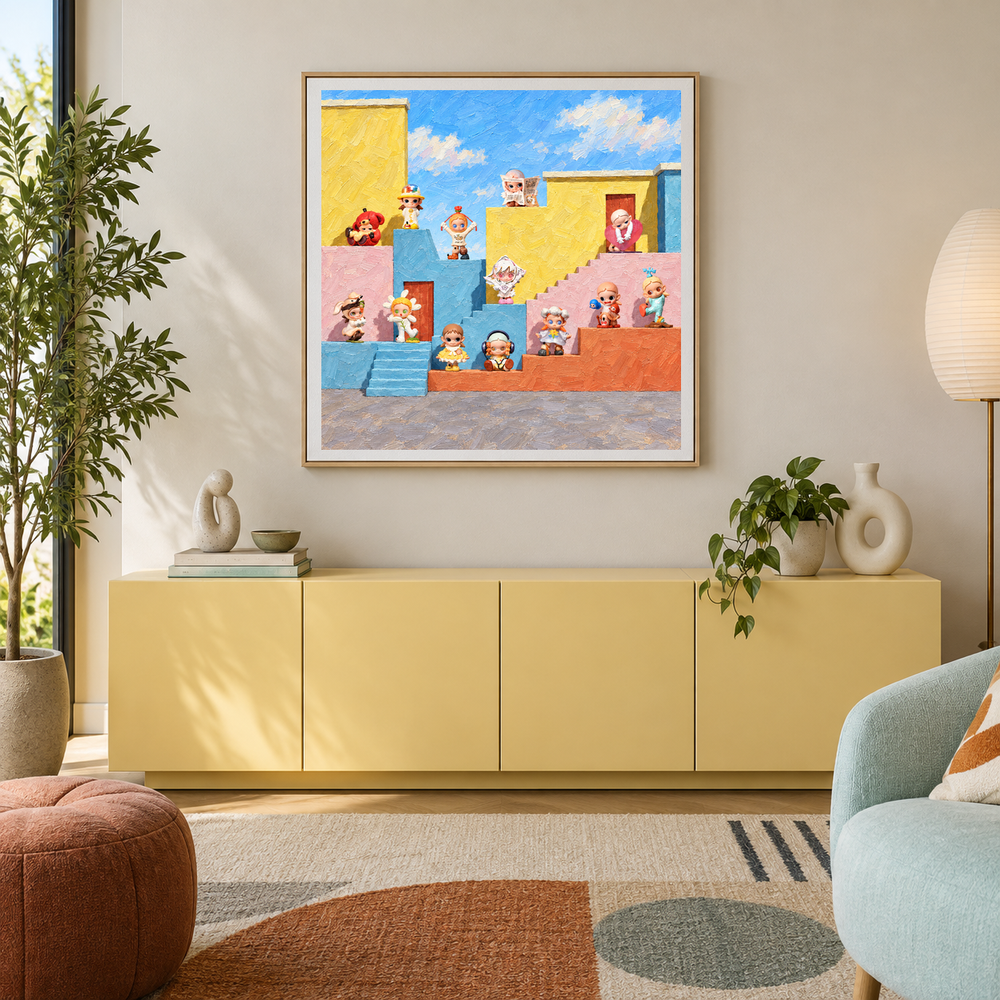 Sunlit Little Rebels displayed in a collection or hobby corner with coordinated furniture