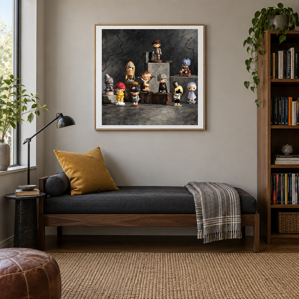 The Quiet Cast displayed in a bedroom or reading nook with coordinated furniture