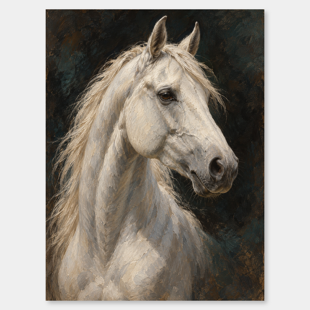 White Horse Study Western oil painting