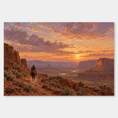 Last Light Crossing Western oil painting