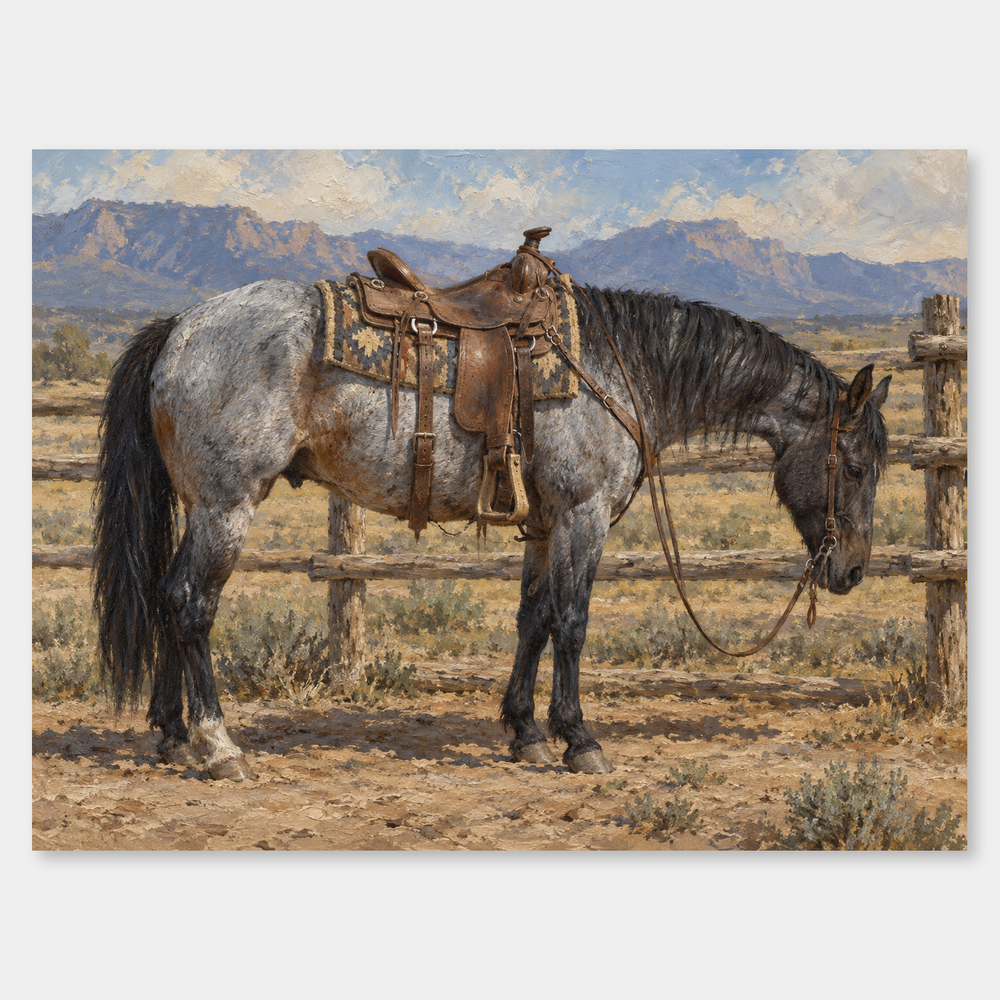 Blue Roan Rest Western oil painting