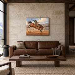 Eight Seconds Western oil painting displayed in a living room