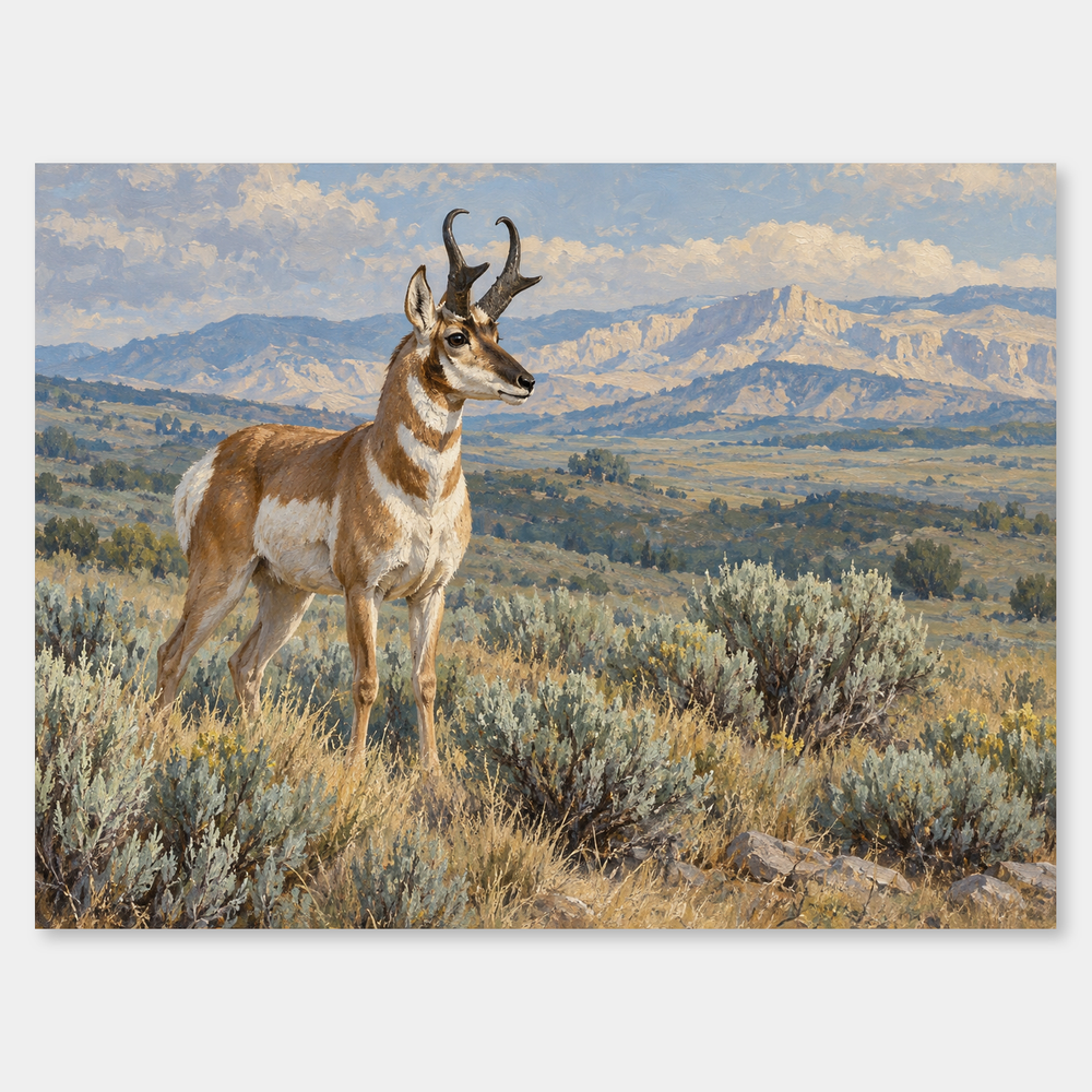 Desert Pronghorn Western oil painting