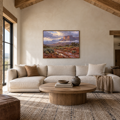 Mesa After Rain Western oil painting displayed in a living room
