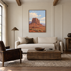 Red Rock Silence Western oil painting displayed in a living room