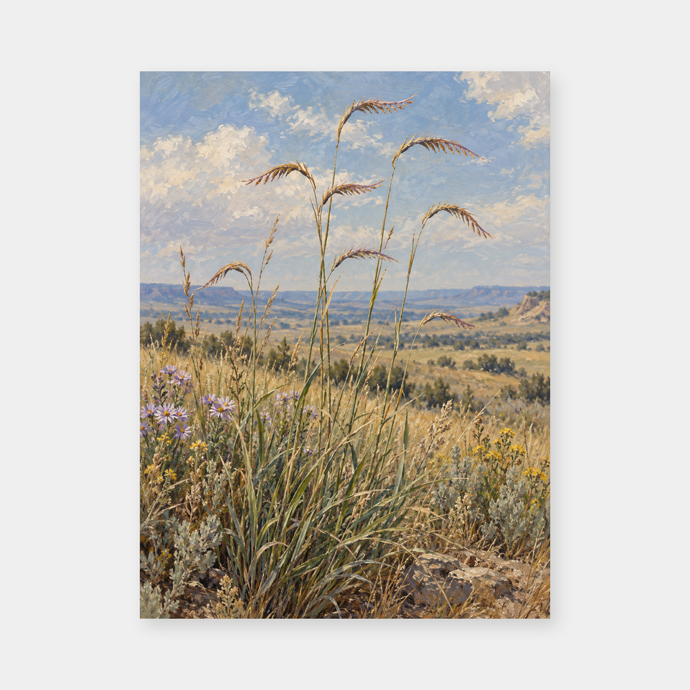 Blue Grama in Bloom Western oil painting main artwork