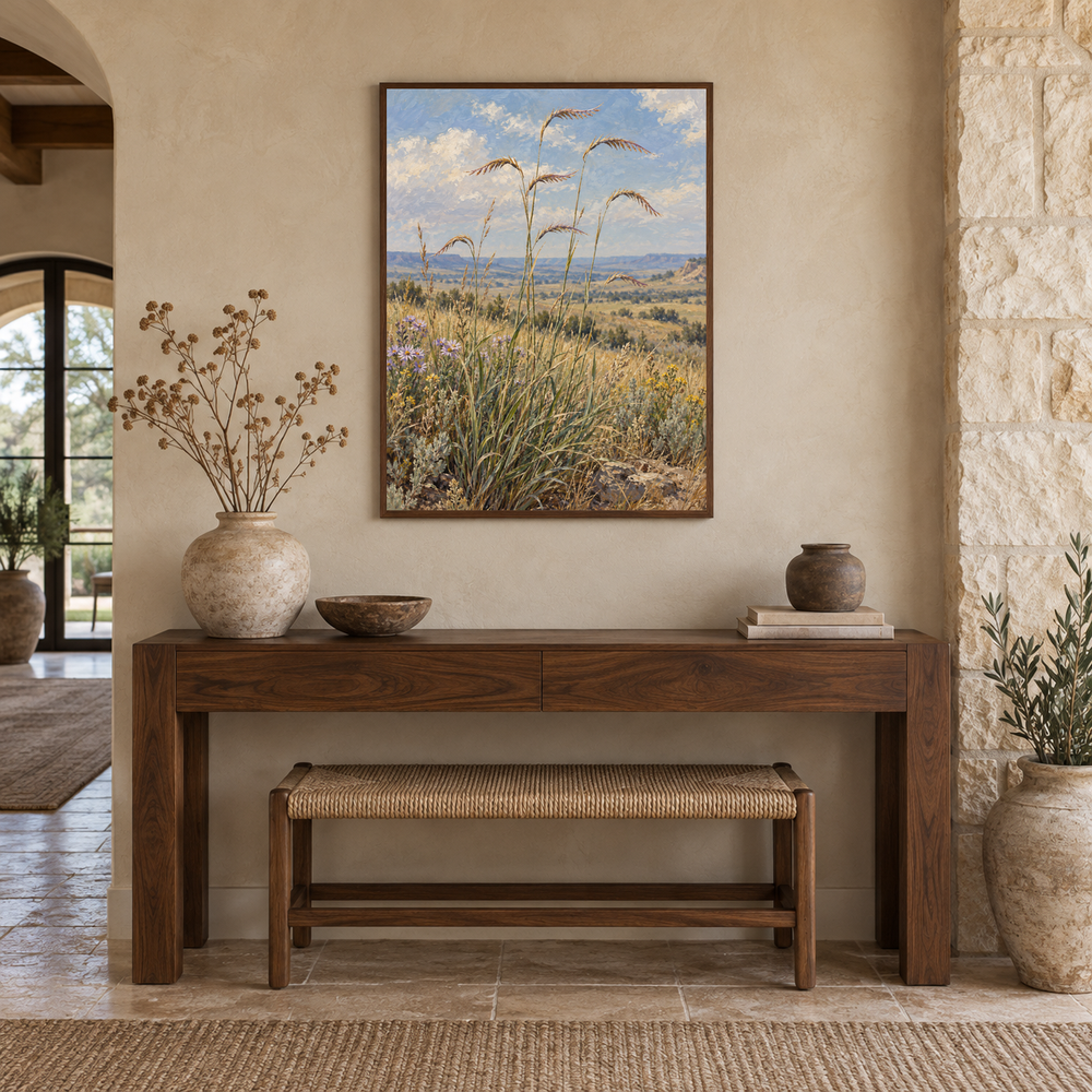 Blue Grama in Bloom Western oil painting displayed in an interior scene 3