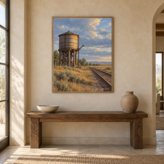 The Water Tower Western oil painting displayed in an interior scene 2