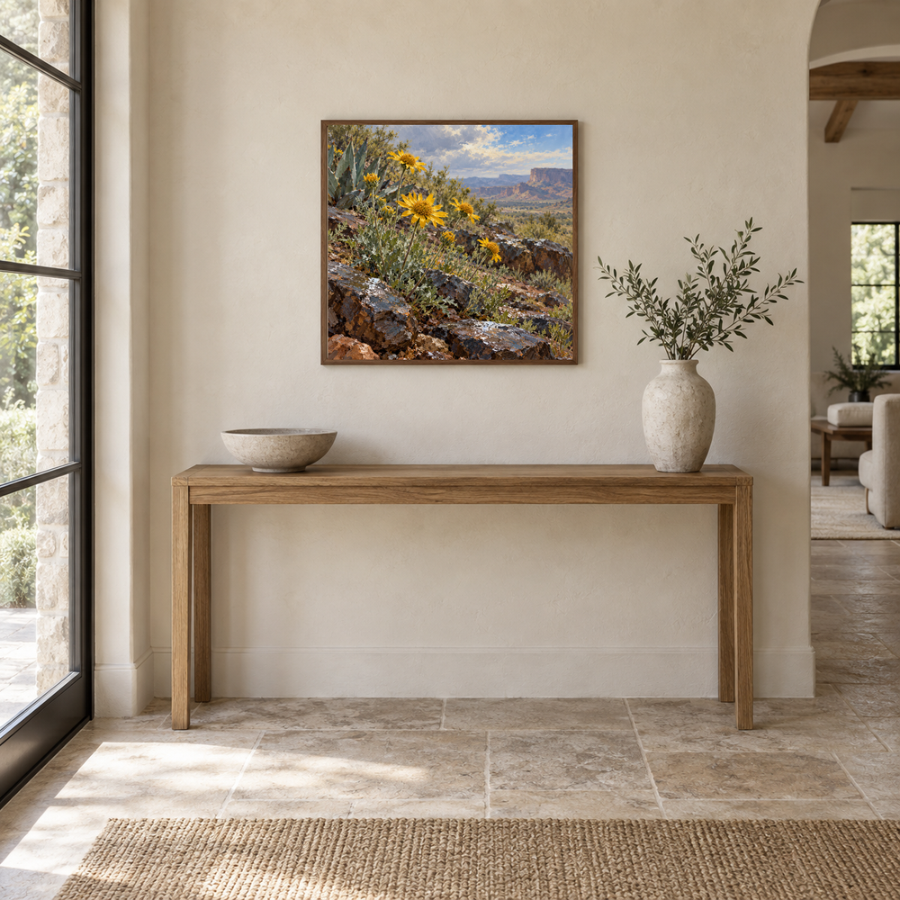 Desert Marigold after Rain Western oil painting displayed in an interior scene 3