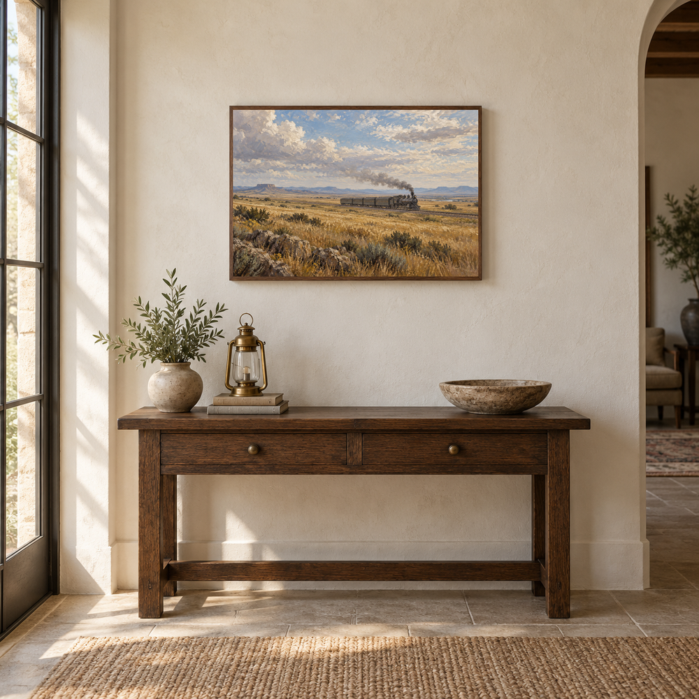 The Last Train West Western oil painting displayed in an interior scene 3