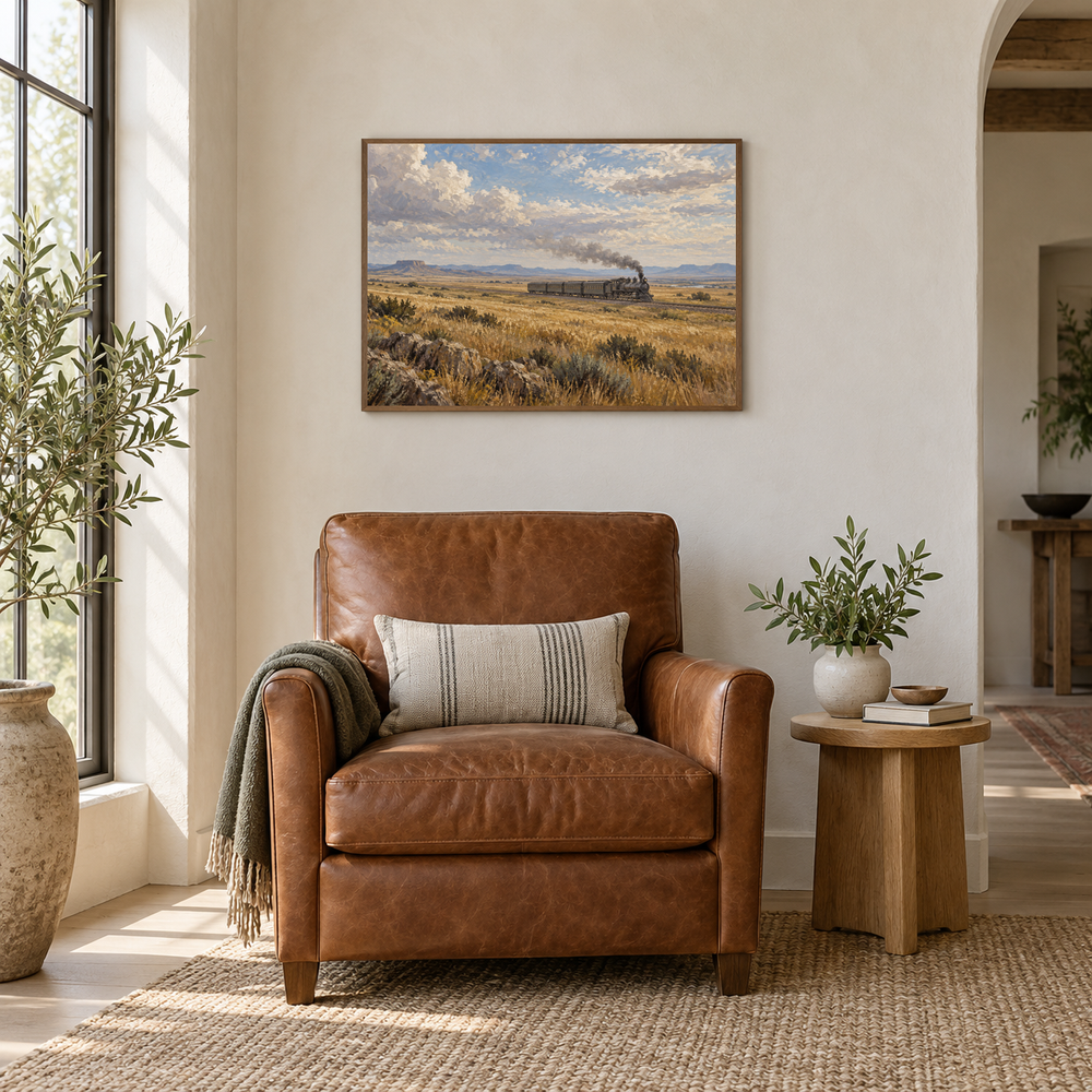 The Last Train West Western oil painting displayed in an interior scene 5