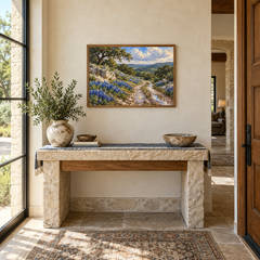 Bluebonnet Road after Rain Western oil painting displayed in an interior scene 2
