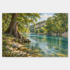 Cypress Bend on the Guadalupe oil-style Texas river landscape with cypress and clear water