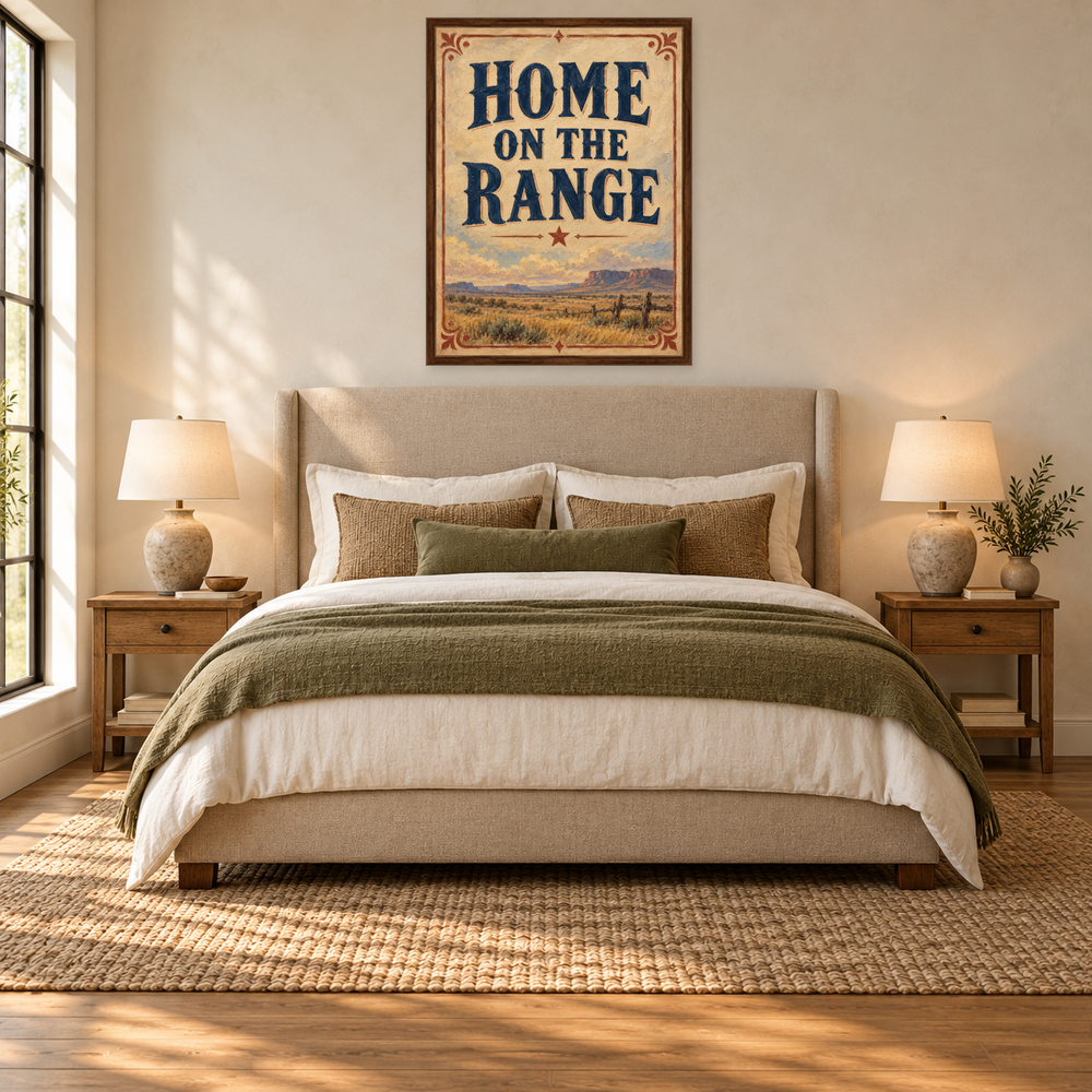 Home on the Range in a warm guest bedroom